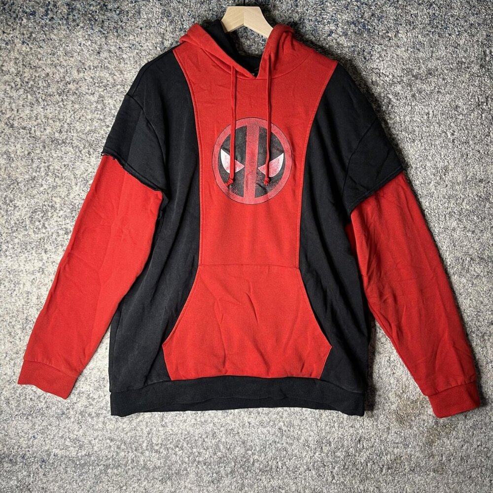 Marvel Deadpool & Wolverine Kidpool Hoodie Mens XL Red Black Costume Mask Spirit